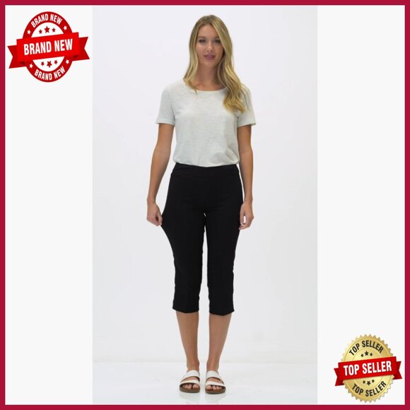 Tummy Control Pull-On Capri Pants with Wide Band, Straight Leg Fit - Picture 7 of 7